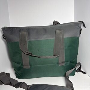 Insulated Cooler Bag Green  And Grey  Shoulder Strap Brand New 21"